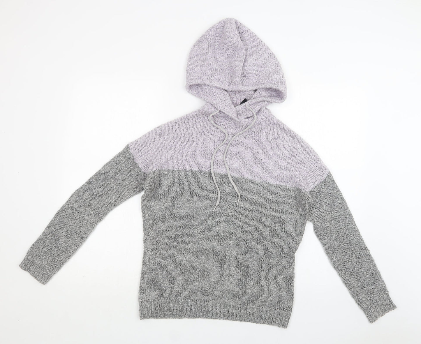 FA Sister Womens Grey Colourblock Polyacrylate Fibre Pullover Hoodie Size S