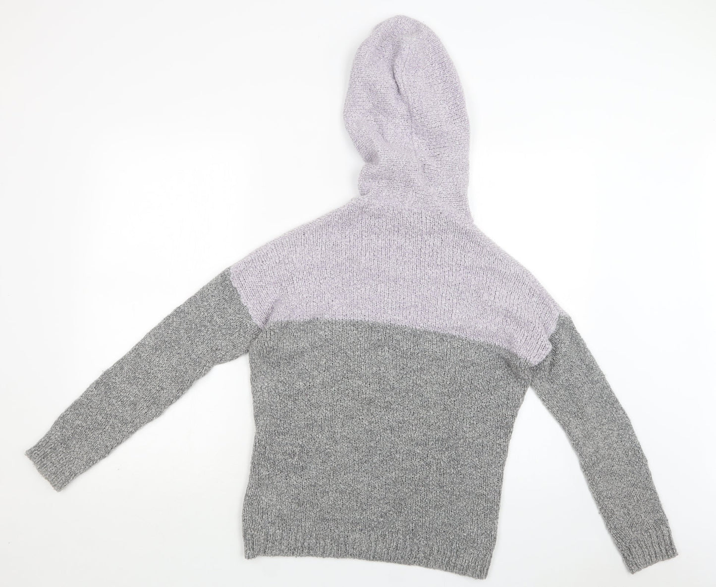 FA Sister Womens Grey Colourblock Polyacrylate Fibre Pullover Hoodie Size S
