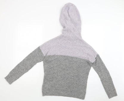 FA Sister Womens Grey Colourblock Polyacrylate Fibre Pullover Hoodie Size S