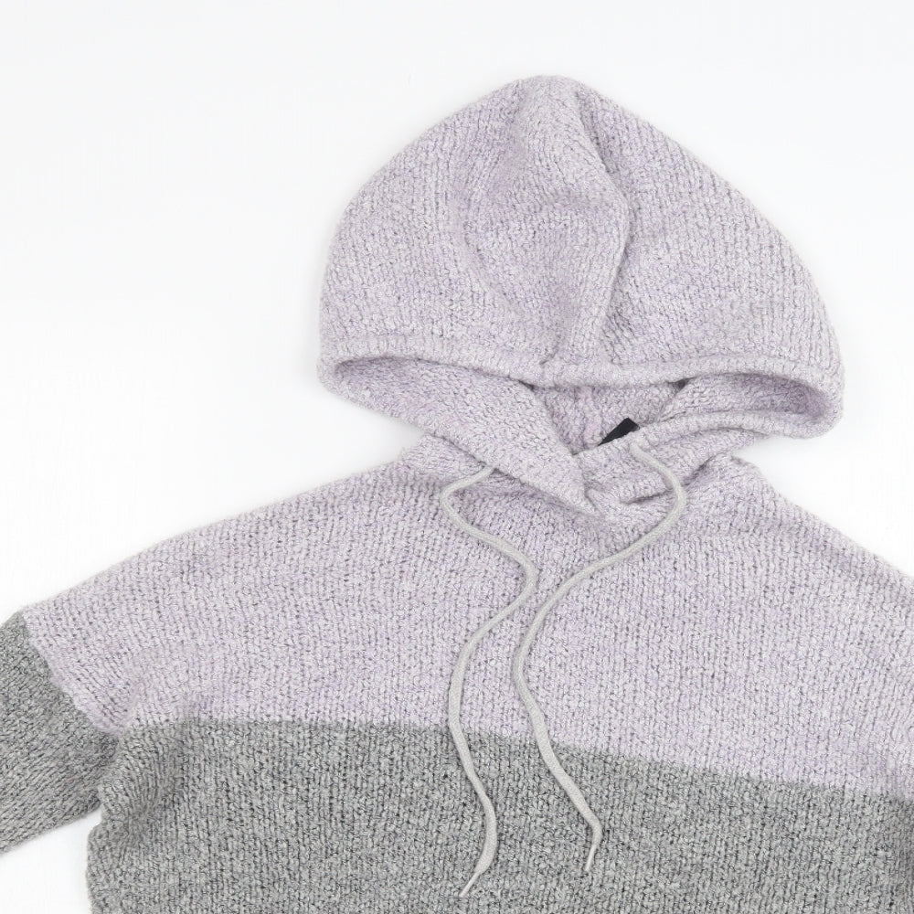 FA Sister Womens Grey Colourblock Polyacrylate Fibre Pullover Hoodie Size S