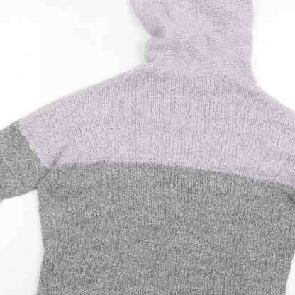 FA Sister Womens Grey Colourblock Polyacrylate Fibre Pullover Hoodie Size S