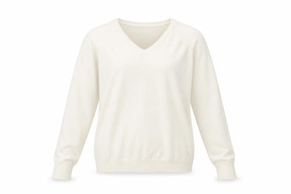 Preworn Womens Ivory V-Neck  Acrylic Pullover Jumper Size M