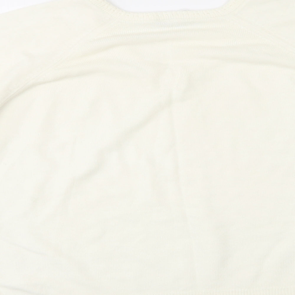 Preworn Womens Ivory V-Neck  Acrylic Pullover Jumper Size M