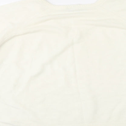 Preworn Womens Ivory V-Neck  Acrylic Pullover Jumper Size M