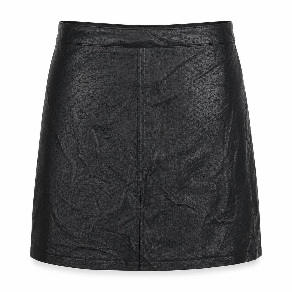 F&F Womens Black  Polyurethane A-Line Skirt Size 6   Zip
