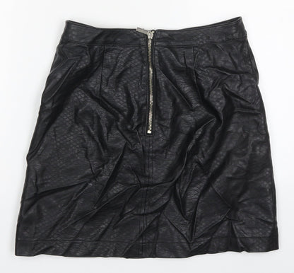 F&F Womens Black  Polyurethane A-Line Skirt Size 6   Zip
