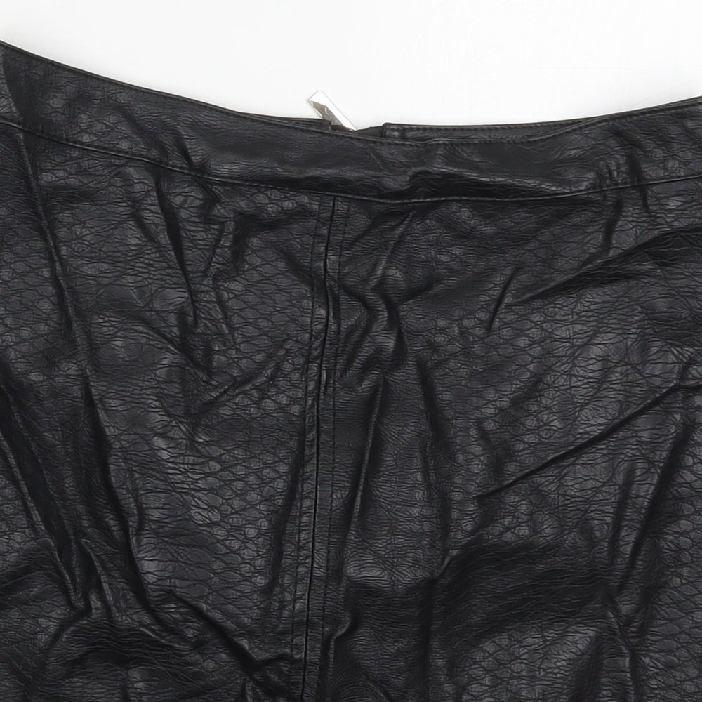 F&F Womens Black  Polyurethane A-Line Skirt Size 6   Zip