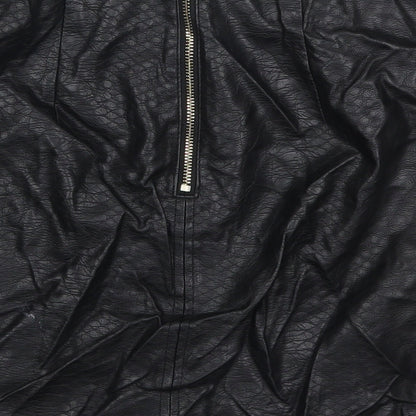 F&F Womens Black  Polyurethane A-Line Skirt Size 6   Zip