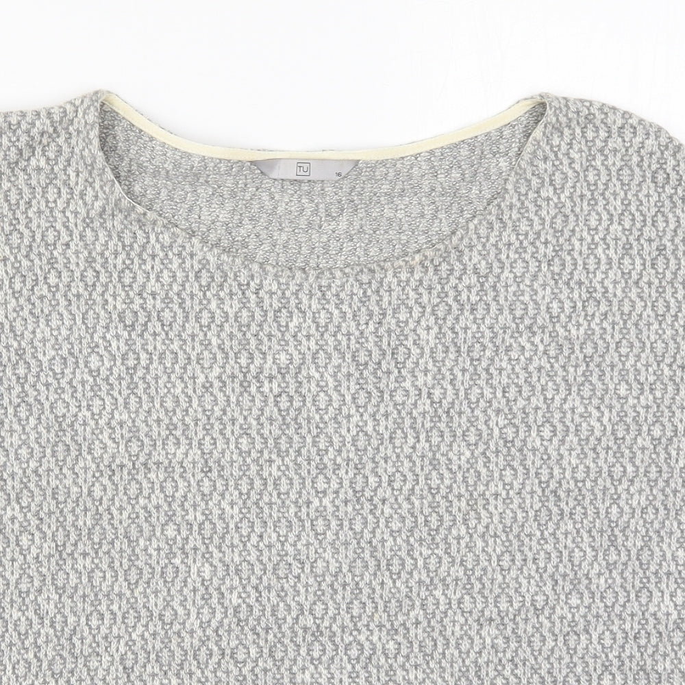 TU Womens Grey Round Neck  Polyester Pullover Jumper Size 16