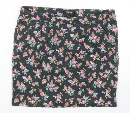 Papaya Womens Multicoloured Floral Cotton Mini Skirt Size 12