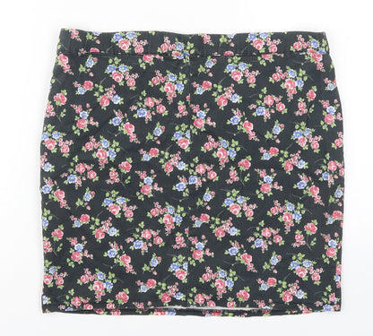 Papaya Womens Multicoloured Floral Cotton Mini Skirt Size 12