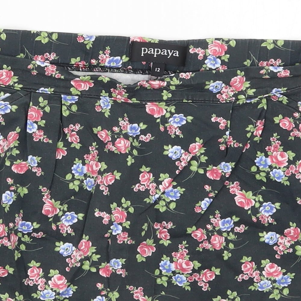 Papaya Womens Multicoloured Floral Cotton Mini Skirt Size 12