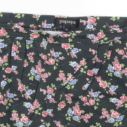 Papaya Womens Multicoloured Floral Cotton Mini Skirt Size 12