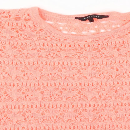 Womens UK Size L Peacocks Pink Pullover Jumper