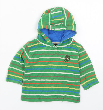 NEXT Boys Multicoloured Striped Cotton Basic T-Shirt Size 3-6 Months High Neck Pullover - Hoodie