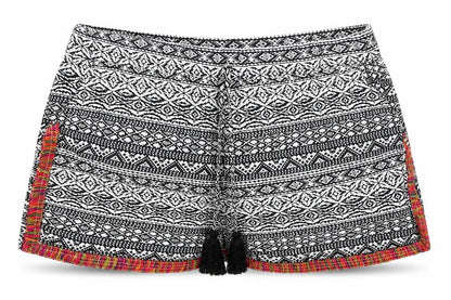 Papaya Womens Black Geometric Viscose Mom Shorts Size 10 L3 in Regular Drawstring