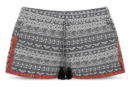 Papaya Womens Black Geometric Viscose Mom Shorts Size 10 L3 in Regular Drawstring