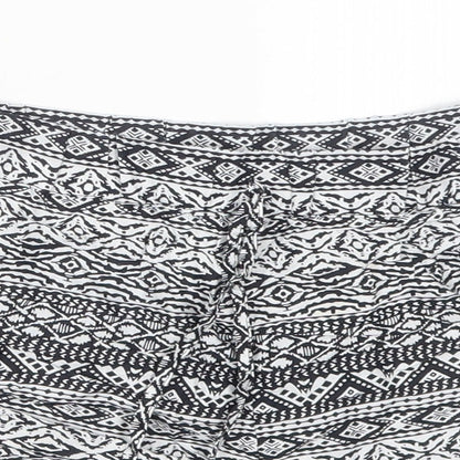 Papaya Womens Black Geometric Viscose Mom Shorts Size 10 L3 in Regular Drawstring