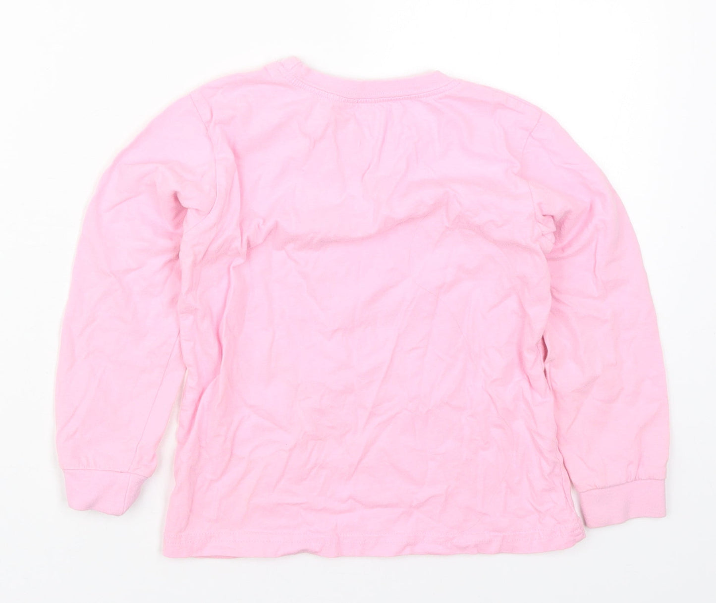Preworn Girls Pink Solid Cotton Top Pyjama Top Size 6 Years  Pullover - Merry Christmas
