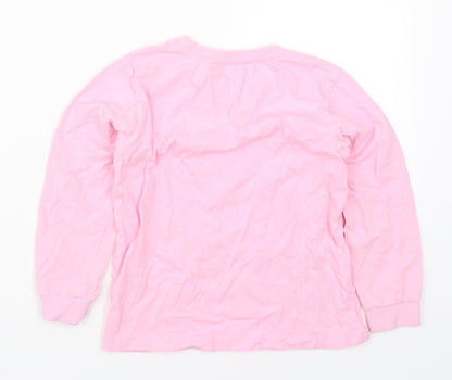 Preworn Girls Pink Solid Cotton Top Pyjama Top Size 6 Years  Pullover - Merry Christmas