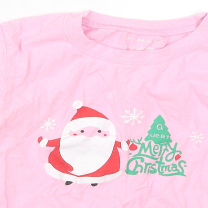 Preworn Girls Pink Solid Cotton Top Pyjama Top Size 6 Years  Pullover - Merry Christmas