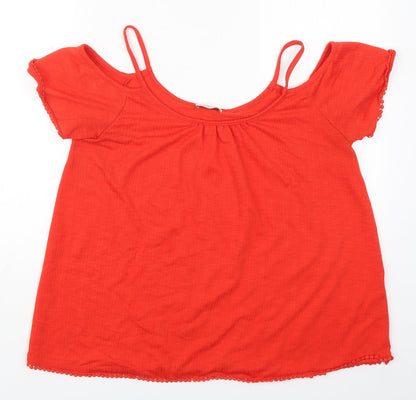 Papaya Womens Red  Polyester Basic T-Shirt Size 14 Round Neck