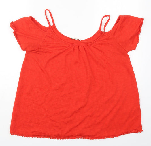 Papaya Womens Red  Polyester Basic T-Shirt Size 14 Round Neck