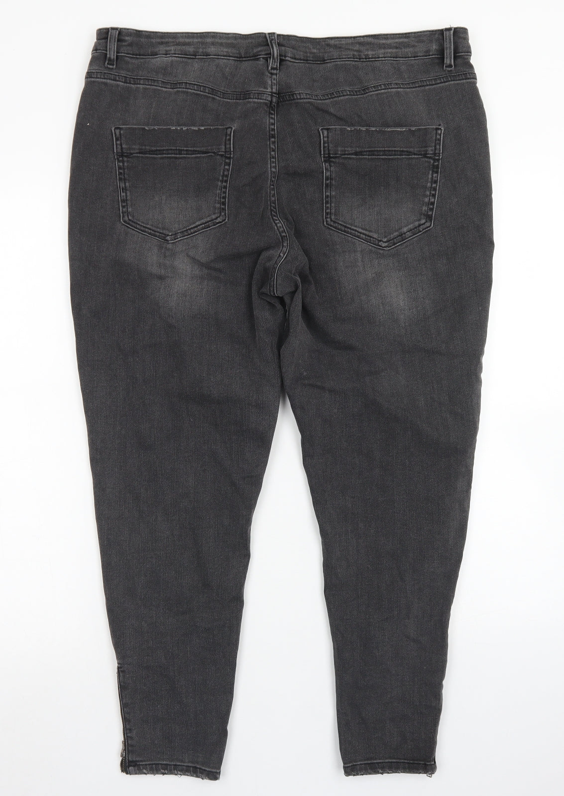 Indigo Collection Womens Grey  Cotton Skinny Jeans Size 36 in L24 in Regular Button - Short Leg