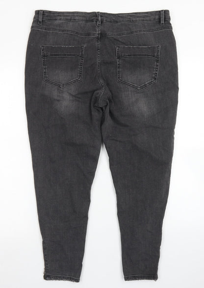 Indigo Collection Womens Grey  Cotton Skinny Jeans Size 36 in L24 in Regular Button - Short Leg