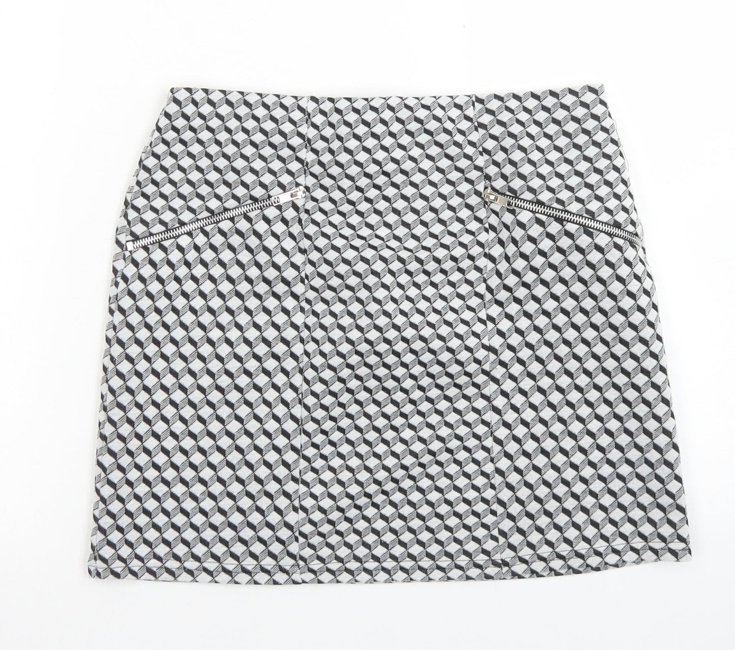 Atmosphere Womens Grey Geometric Polyester A-Line Skirt Size 10