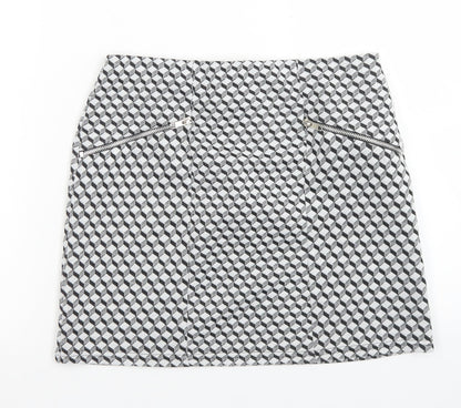 Atmosphere Womens Grey Geometric Polyester A-Line Skirt Size 10