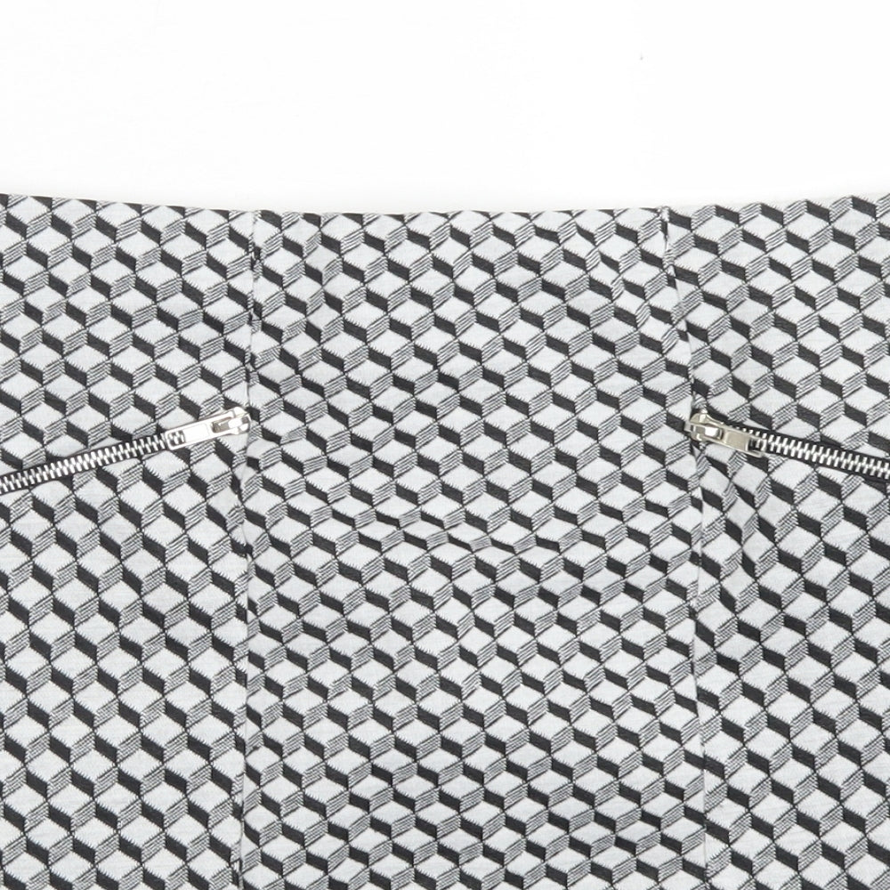 Atmosphere Womens Grey Geometric Polyester A-Line Skirt Size 10
