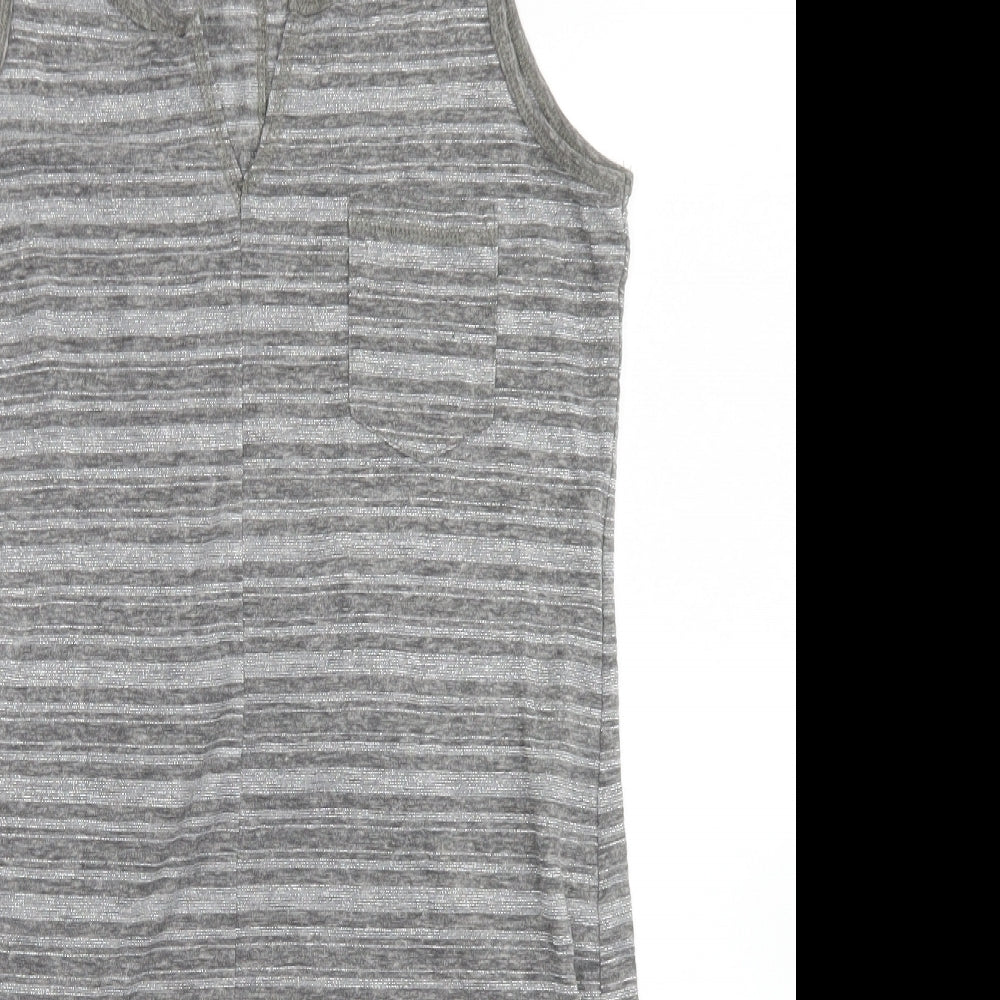 NEXT Womens Grey Striped Polyester Bodycon  Size 8  Round Neck