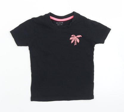 Primark Boys Black  Cotton Basic T-Shirt Size 18-24 Months Crew Neck