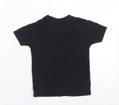 Primark Boys Black  Cotton Basic T-Shirt Size 18-24 Months Crew Neck