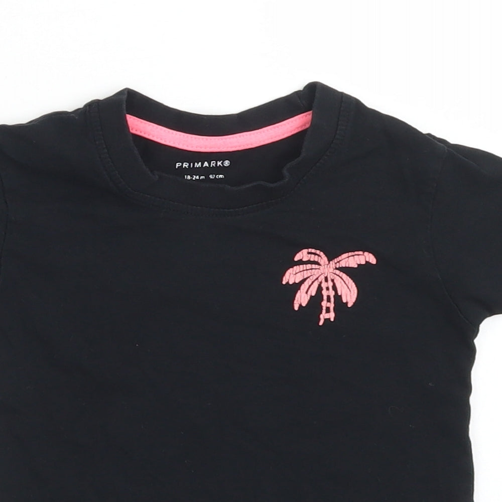 Primark Boys Black  Cotton Basic T-Shirt Size 18-24 Months Crew Neck