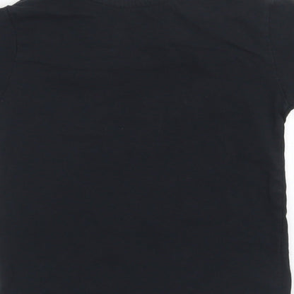 Primark Boys Black  Cotton Basic T-Shirt Size 18-24 Months Crew Neck