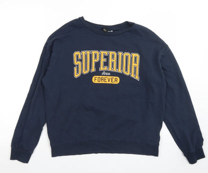 Divided Womens Blue  Cotton Pullover Sweatshirt Size L