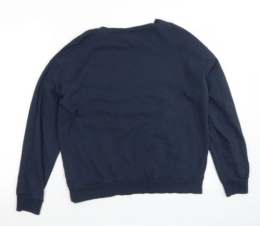 Divided Womens Blue  Cotton Pullover Sweatshirt Size L