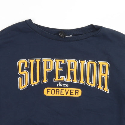 Divided Womens Blue  Cotton Pullover Sweatshirt Size L