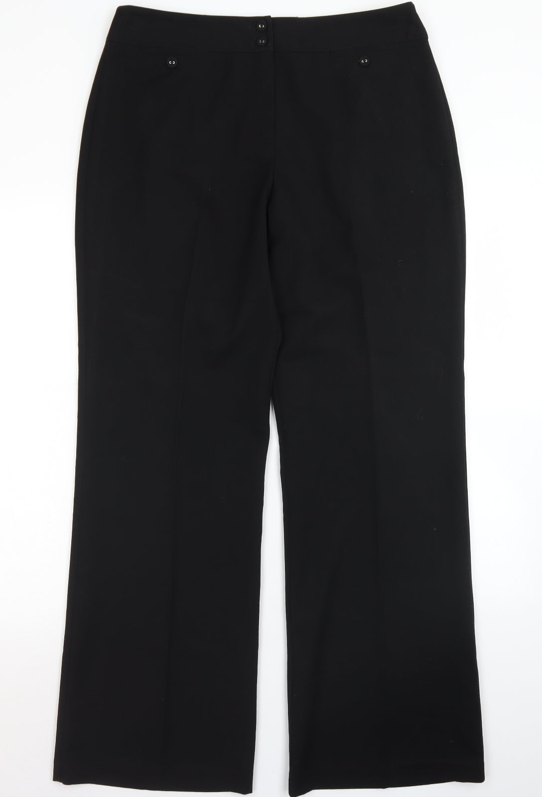 BM Womens Black  Polyamide Dress Pants Trousers Size 14 L30 in Regular Button