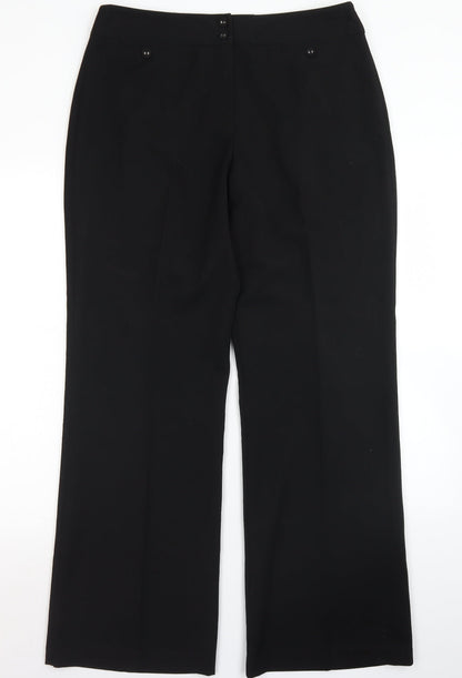BM Womens Black  Polyamide Dress Pants Trousers Size 14 L30 in Regular Button