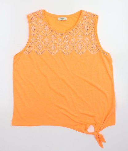Papaya Womens Orange  Polyester Basic Tank Size 16 Round Neck - Tie Front