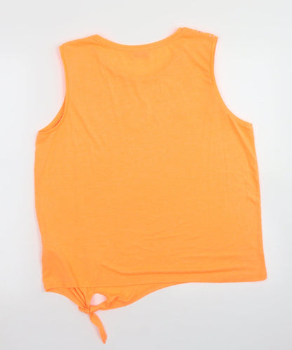 Papaya Womens Orange  Polyester Basic Tank Size 16 Round Neck - Tie Front