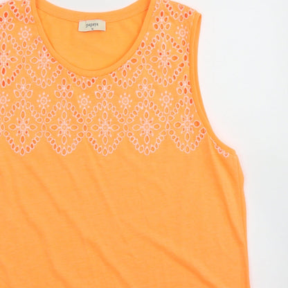 Papaya Womens Orange  Polyester Basic Tank Size 16 Round Neck - Tie Front