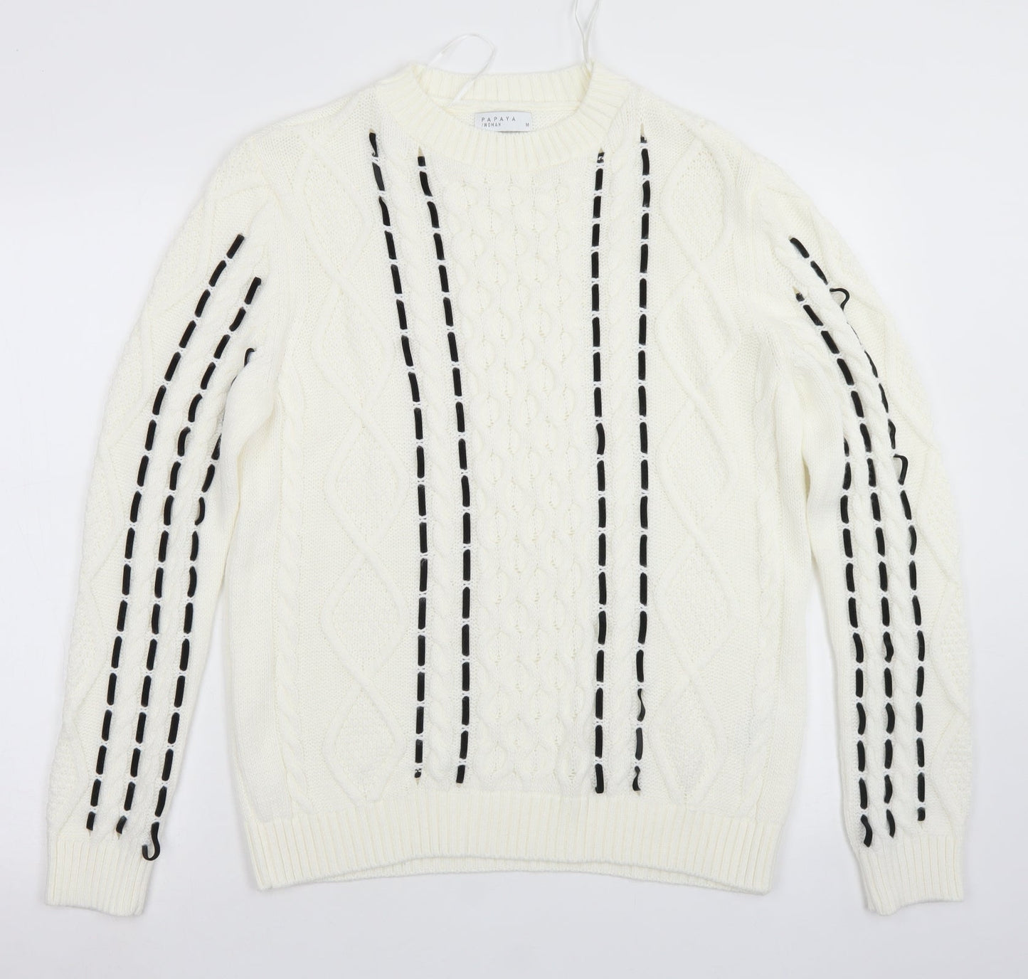 Womens UK Size M Papaya White Pullover Jumper