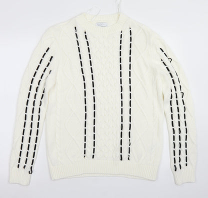 Womens UK Size M Papaya White Pullover Jumper