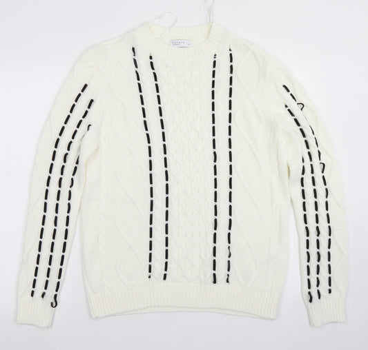 Womens UK Size M Papaya White Pullover Jumper
