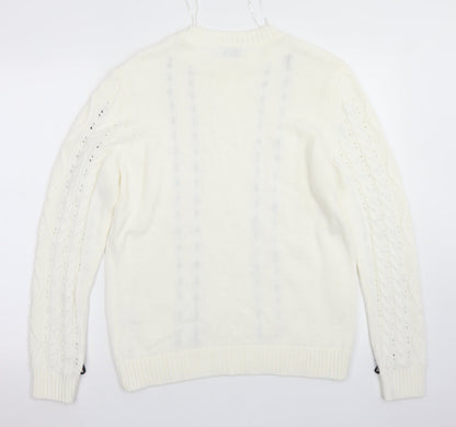 Womens UK Size M Papaya White Pullover Jumper
