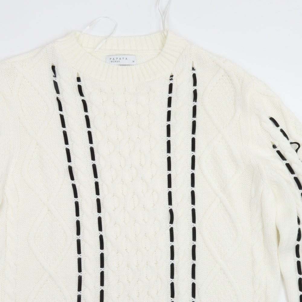 Womens UK Size M Papaya White Pullover Jumper